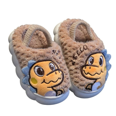 

URMAGIC Girls Boys Home Slippers Warm Dinosaur House Slippers for Toddler Fur Lined Winter Indoor shoes