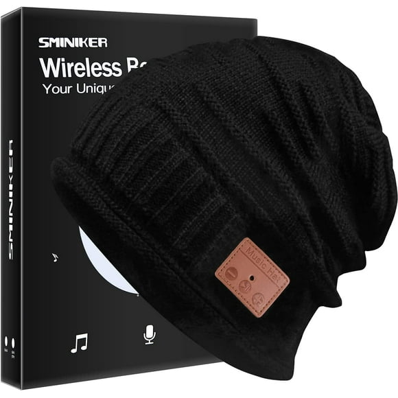 Sminiker Bluetooth Beanie Hat Stocking Stuffers Wireless Bluetooth V5.0 Headphone Washable Beanie Musical Hat