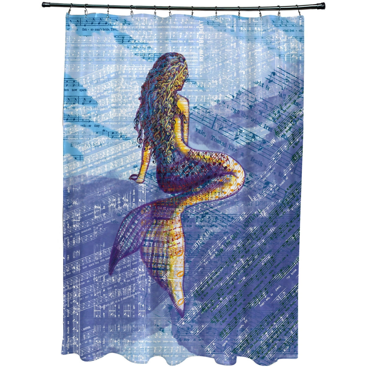 Simply Daisy 71" x 74" Mermaid Geometric Print Shower Curtain Walmart