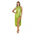 thumbnail image 3 of Colorful Bohemian Style Tie Dye Printed Beach Wrap Sarong With Fringe, Tie Dye Green Palm, Size: One Size, Uluwatu Style, 3 of 5