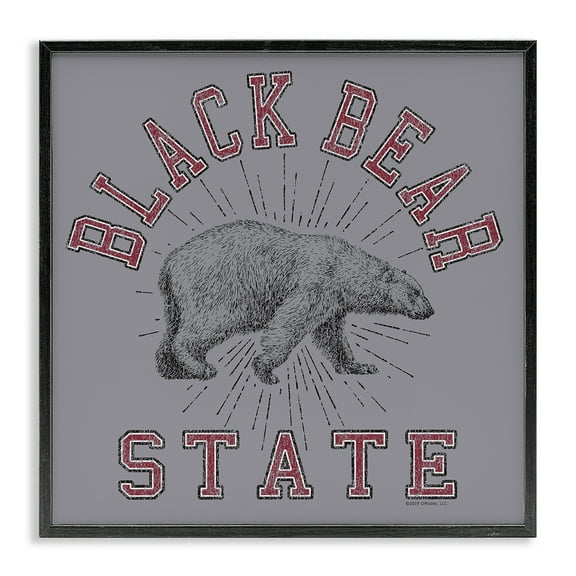 Stupell Industries Vintage Black Bear State Novelty & Humor Painting Black Framed Art Print Wall Art, 12 x 12