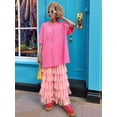 thumbnail image 6 of Women'S Long Tiered Ruffled Tulle Pants High Waist Stripe Print Wide Leg Palazzo Pants for Club Party Pink L, 6 of 8
