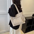 thumbnail image 2 of Bolso Hombro Informal para Mujer Bolso Compras Pana Con Bolsillo Exterior (caqui), 2 of 9
