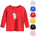 thumbnail image 2 of Utoimkio Unisex Kids Cotton Basic T-Shirt Long Sleeve Pullover Sweatshirts Toddler Baby Cute Dinosaur Print Crewneck Long Sleeve Shirts Tops for Kids, 2 of 3