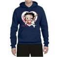 thumbnail image 2 of Wild Bobby, Betty Boop Heart Blowing Kiss Dog Betty Boop Unisex Hoodie Sweatshirt, Navy, XX-Large, 2 of 5