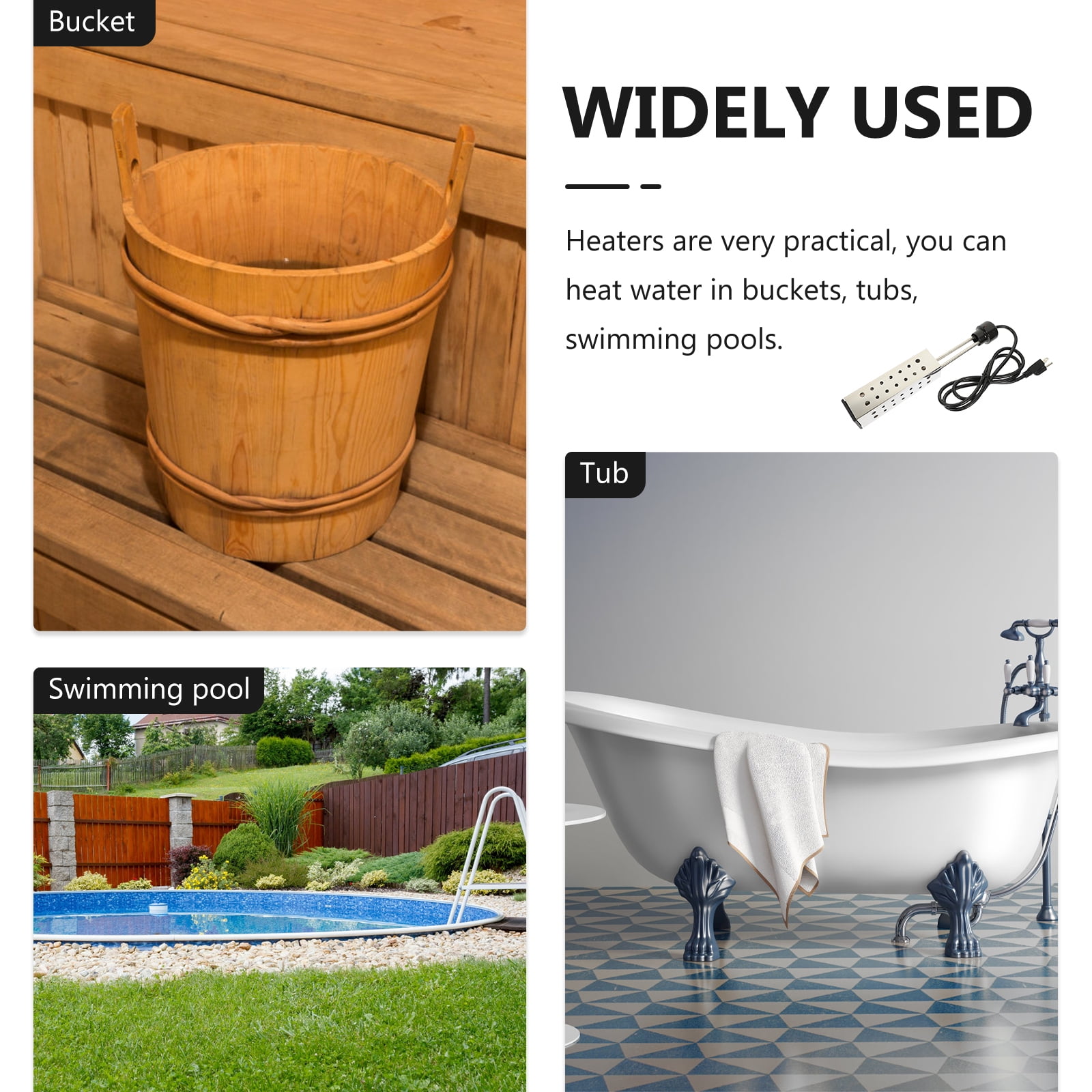 SEWOART Portable Pool Water Heater 1500W Fast Heating Pool Warmer