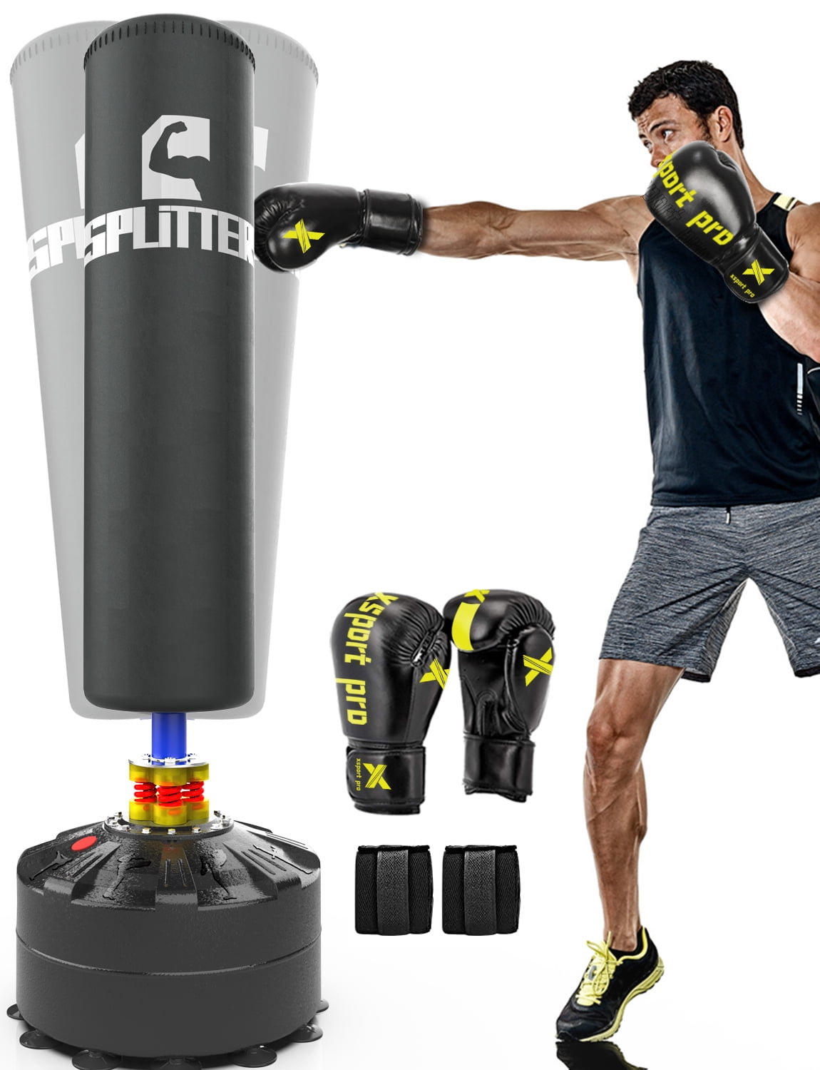 Sporteq Boxing Set 3/4/5ft Filled Heavy Punch Bag Sets Gloves,Bracket Swivel 