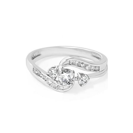 - 1/2ct Twist Diamond Engagement Wedding Ring Set 14K White Gold