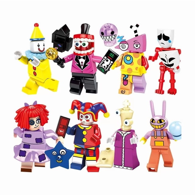 Set de 8 Figuras de Circo Payasos Animados – Minifiguras de Bloques de Construcción de Acción para Niños y Coleccionistas, Regalos de Cumpleaños y Decoración
