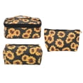 thumbnail image 1 of 3 bolsas de maquillaje con diseño de girasol, neceser de viaje portátil con cremallera dorada, estuche impermeable para cosméticos, 1 of 14