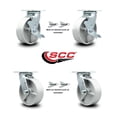 thumbnail image 2 of 6 Inch Semi Steel Caster Set with Roller Bearings 4 Swivel Lock 2 Brake SCC, 2 of 2