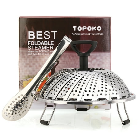 Small Tamale Steamer Pot Premium Vegetable Steamer Basket Best Bundle, Fits Instant Pot Pressure Cooker, 100% Stainless Steel, Retractable Handle, Bonus Accessories One Serving Tongs ()