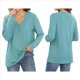 thumbnail image 2 of Blusas Tipo Túnica de Larga para Mujer, con Cuello en V, Botones y Ribete Suave, Informales y Holgadas Lago Azul M, 2 of 7