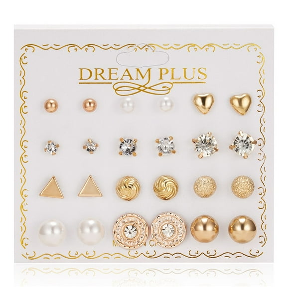 Stud Earrings for Women Womens Twelve Pairs Of Crystal Pearl Set Gifts Valentine's Day Gifts Clearance