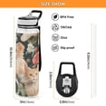 thumbnail image 3 of Orange Cats Flowers Leaves Sports Water Bottle Portable Travel Mug 32oz BPA Free Leak Proof Straw Transparent Tritan for Gym Yoga Cycling Camping, 3 of 7