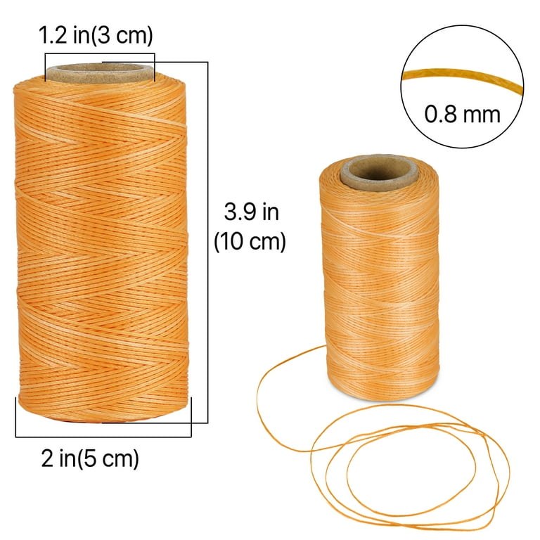 Flat Waxed Thread (Beige) - 284Yard 1mm 150D Wax String Cord Sewing Craft Tool Portable for DIY Handicraft Leather Products Beading Hand Stitching