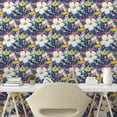thumbnail image 2 of Ambesonne Floral Peel & Stick Wallpaper for Home, Aquarelle Paint Pansies Art, 13"x36", Pink Yellow and Petrol Blue, 2 of 5