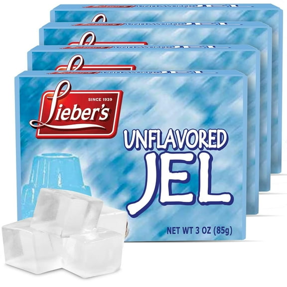 Lieber's Unflavored Clear Jel, Kosher Vegan Gelatin Mix, 3 oz (Pack of 4)