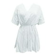 thumbnail image 3 of Women's V-Neck Wide Leg Short Sleeve Jumpsuit - Casual Summer Romper for Daily/Home Comfort, 3 of 3