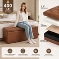 thumbnail image 3 of Nnovaroom 43 Inches Storage Ottoman Bench, Footstool with Storage for Living Room Bedroom Entryway, Load 400 lb, Synthetic Leather, Brown, 3 of 8