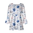 thumbnail image 4 of Mittory Womens 3/4 Sleeve Floral Top Vintage V Neck T Shirts Button Down Blouse Dressy Flowy Tops Trendy Loose Blouse, 4 of 4