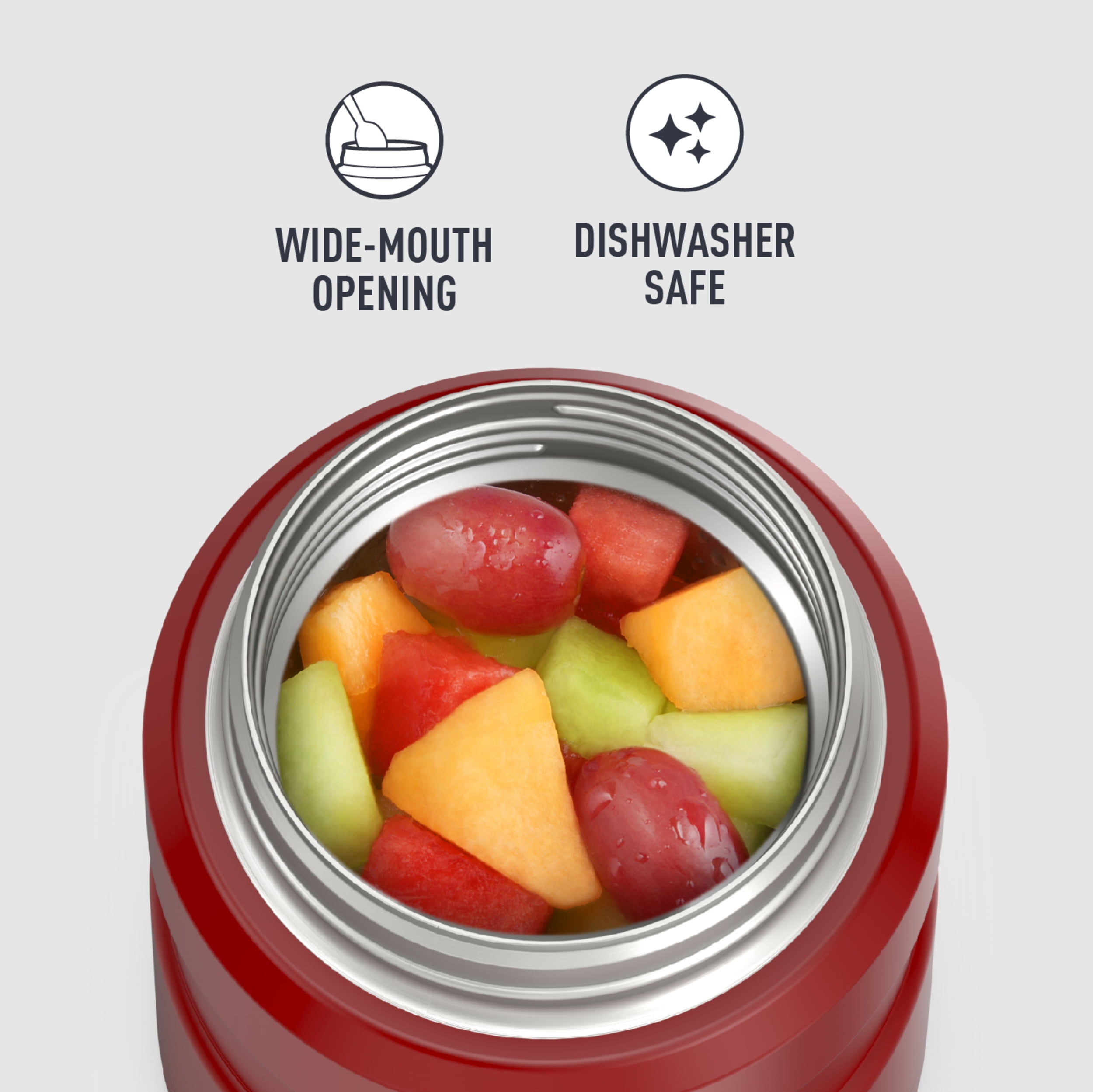 Thermos Stainless King Food Jar with Folding Spoon, Rustic Red, 16 Ounce