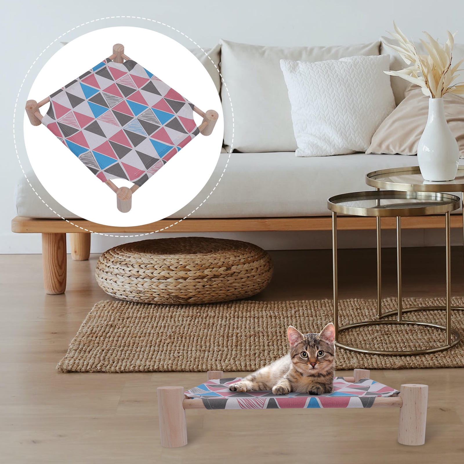 KALLORY 1Pc Stylish Pink Cat Nest Detachable Pet Bed Comfortable and Portable for Cats