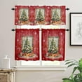 thumbnail image 2 of Christmas Red Kitchen Curtains and Valances Set, Rod Pocket Curtains Tier Farmhouse Window Curtains 36 Inch Length, Xmas Green Pine Tree Ball Snowflake 3 Piece Kitchen Curtains Set, 2 of 6
