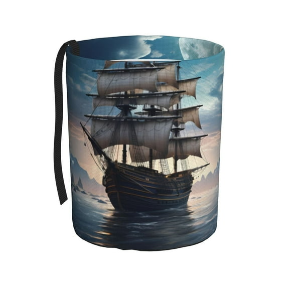 Easygdp Moonlit Sea Sailboat Car Trash Can Garbage Car Accessories Trash Can Car Waste Bin for for Driver and Passenger Any Vehicle