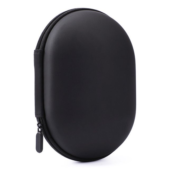 Cateissary Mini bolsa para auriculares Soporte de EVA Auriculares plegables Cierre de cremallera Asísmico A prueba de humedad Estuche de Cables de audio/vídeo