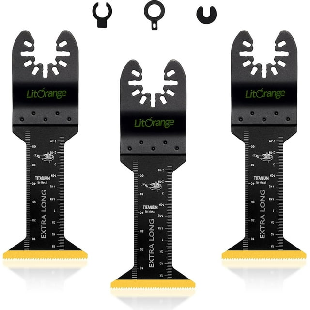 czcpp-Litorange 3 Pcs Lames Multi-Outils Oscillantes en Titane Extra-Longues, Lames de Scie à Libération Rapide Universelles pour Couper les Clous Métalliques Vis Bois et Plastique
