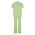 thumbnail image 3 of Scyoekwg Scrubs for Women Set Clearance 2 Piece Sets for Women Short Sleeve V-Neck Tops Long Pants Plus Size Sets Solid Color Uniform 2 Piece Sets with Pockets (#A=Green,L), 3 of 4