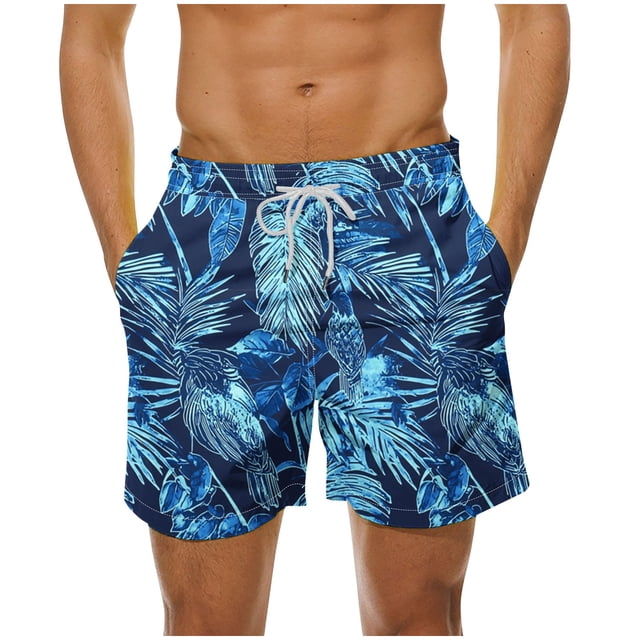 Men's Swim Shorts Quick Dry Upf 50+ Polyester Swimwear with Mesh Lining 2 Pockets Elastic Waist Drawstring for Men