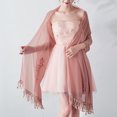 thumbnail image 2 of SWSMCLT Women's Formal Pashmina Shawl Wedding Shawl Convertible Fringe Fall Lace Trim Pashmina Scarf Dark Pink One Size, 2 of 5