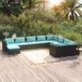 thumbnail image 1 of vidaXL 10 Piece Garden Lounge Set with Cushions Poly Rattan Black, 1 of 5