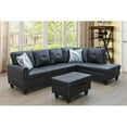thumbnail image 2 of Star Home Living (Black) 3PC Faux Leather Sectional w/ottoman, 2 of 8
