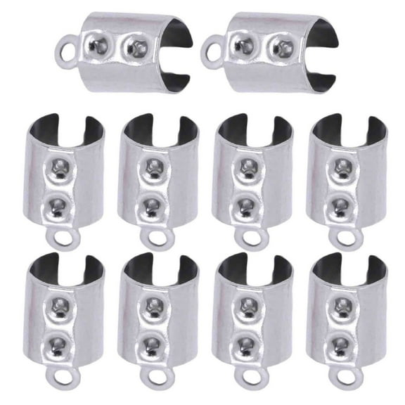 10pcs Round Edges Cord End Clip Stainless Steel Rope Clamps Jewelry Crafting Accessories Necklace Connector