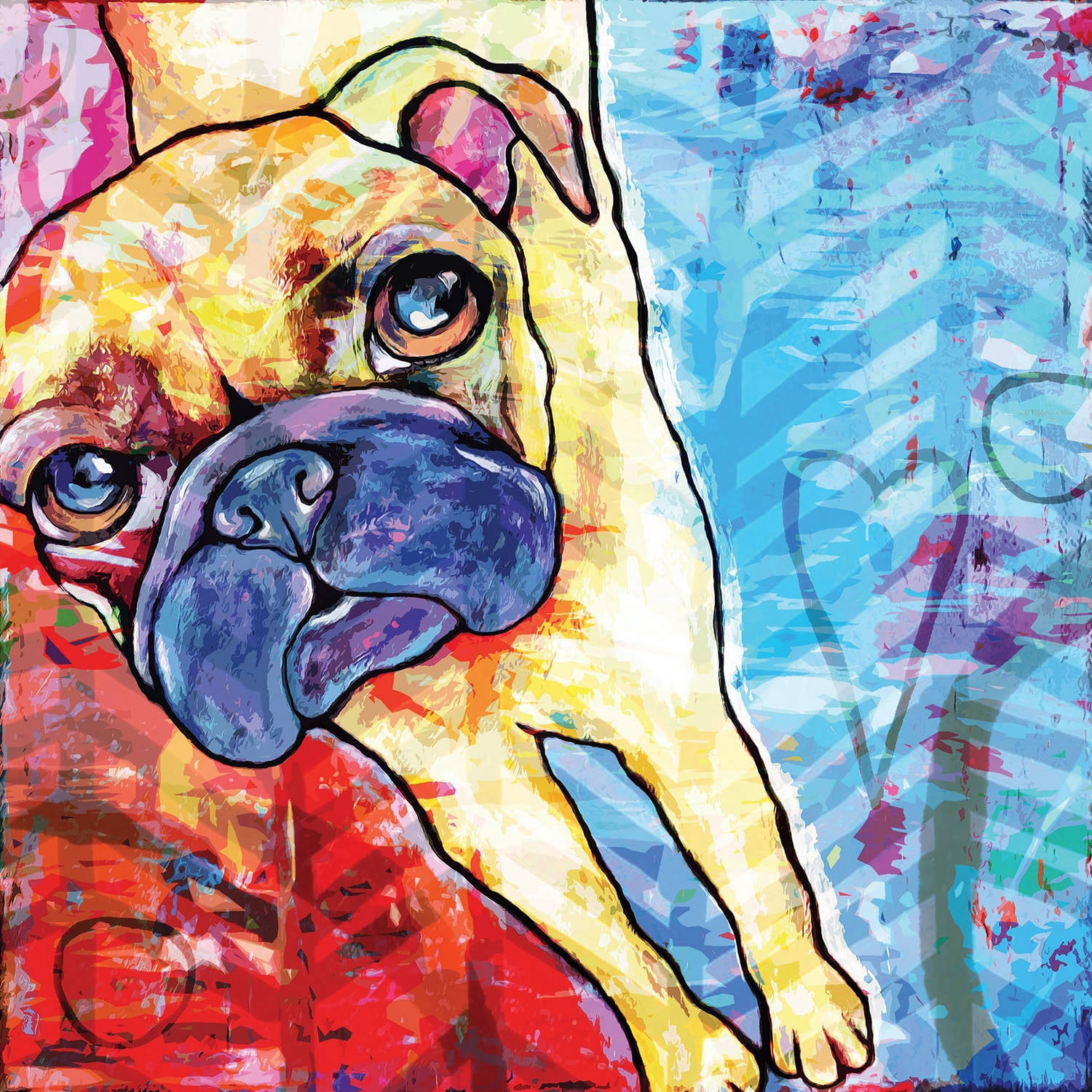 Marmont Hill - "Pug Pop Art" by Stephanie Gerace Painting Print on Wrapped Canvas