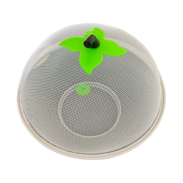 Cesta de malla para frutas con tapa de alambre metálico, decorativa, con colador para verduras y frutas en la cocina. Blanco