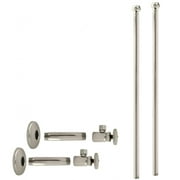 Westbrass 20" Bullnose Dual Facuet Supply Line Kit with Round Handle Angle Shut Off Valves, Polished Nickel