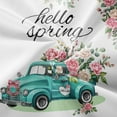 thumbnail image 5 of Hello Spring Shower Curtain, Farmhouse Teal Truck Loading Pink Floral with Green Leaves Spring Bathroom Curtain Waterproof Fabric Machine Washable with Hooks, 72" Wx84 L, 5 of 6