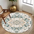 thumbnail image 3 of Boho Aztec Large Area Rugs for Bedroom Living Room, Soft Non Slip Carpet Bedside Rug, Tribal Southwest Ethnic Abstract Pattern Round Floor Cover Kitchen Accent Rug 7' for Dining Room/Office, 3 of 9
