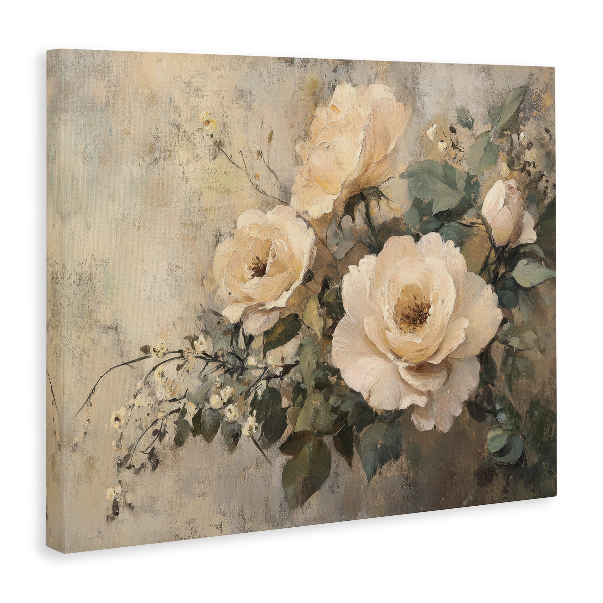 Stupell Industries Blush Roses Blooming Plants & Flowers Painting Wrapped Canvas Art Print Wall Art, 30 x 24
