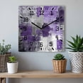 thumbnail image 6 of Purple Grey Wooden Wall Clock Silent Non Ticking, Abstract Art Oil Painting Modern Geometric Square Wall Clocks Battery Operated, Decor Clock for Home Office, Living Room, Kitchen, 10 Inch, 6 of 9