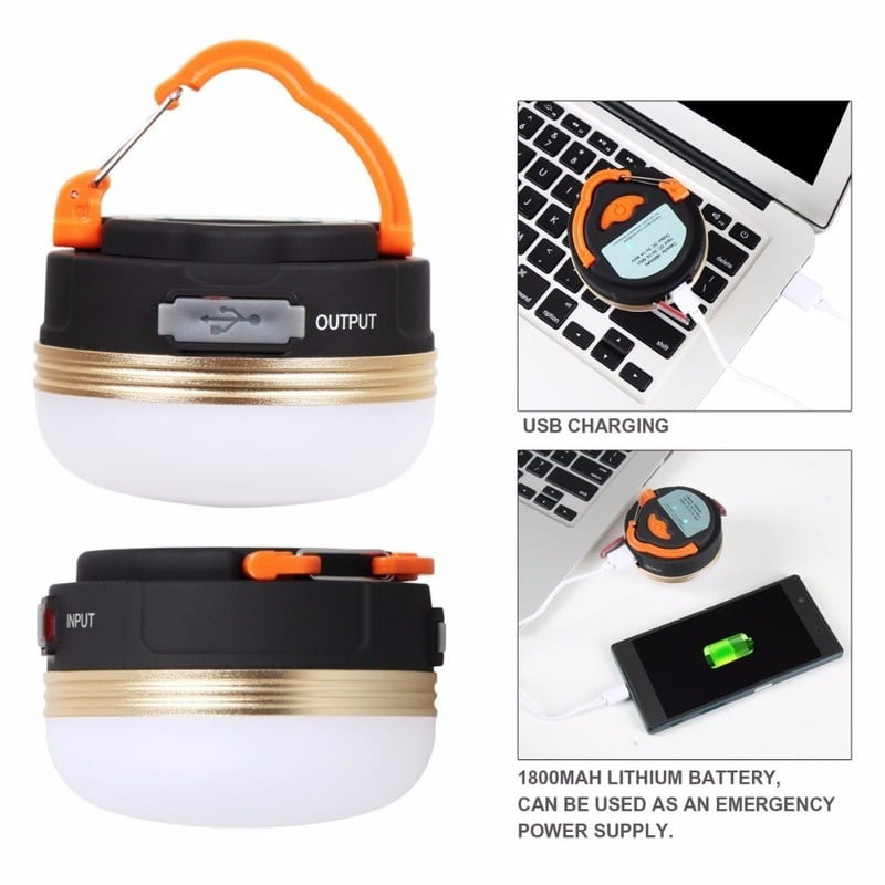 3W Camping Lantern LED USB Rechargeable Camp Lamp Light Tent Emergency 