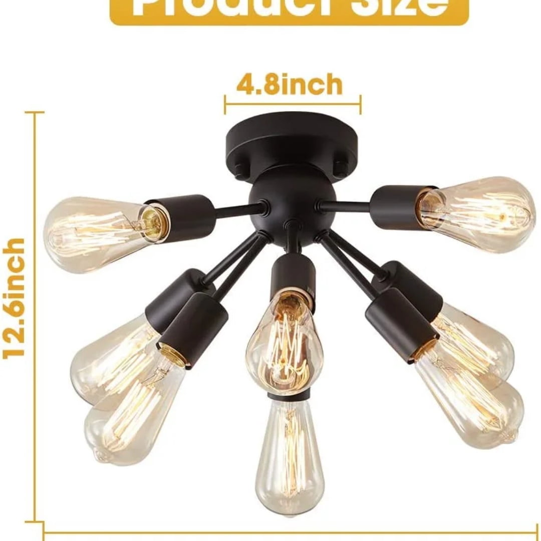Mount Sputnik Ceiling Light with 8 Lights, Modern Antique Black Sputnik Industrial Ceiling Lamp