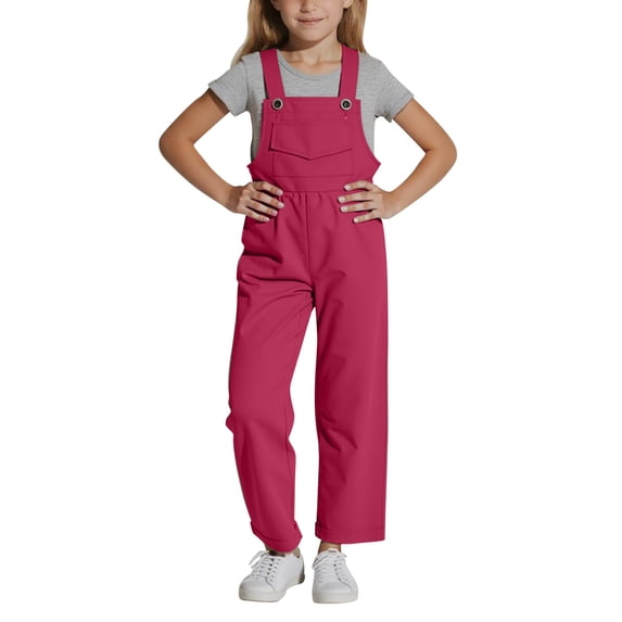 REDARER Girls Black Overalls, Sleeveless Adjustable Loose Fit Casual Long Romper Jumpsuits,3-4 Years