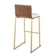 thumbnail image 4 of Mason Mara 30" Contemporary Fixed-Height Barstool in Gold Metal, Walnut Wood and White Faux Leather by LumiSource - Set of 2, 4 of 4