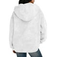 thumbnail image 4 of SwiftWear Women's Faux Suede Jacket Oversized Hooded Zip Up Sweatshirts Casual Outerwear​​ Fashion, White, 4 of 7