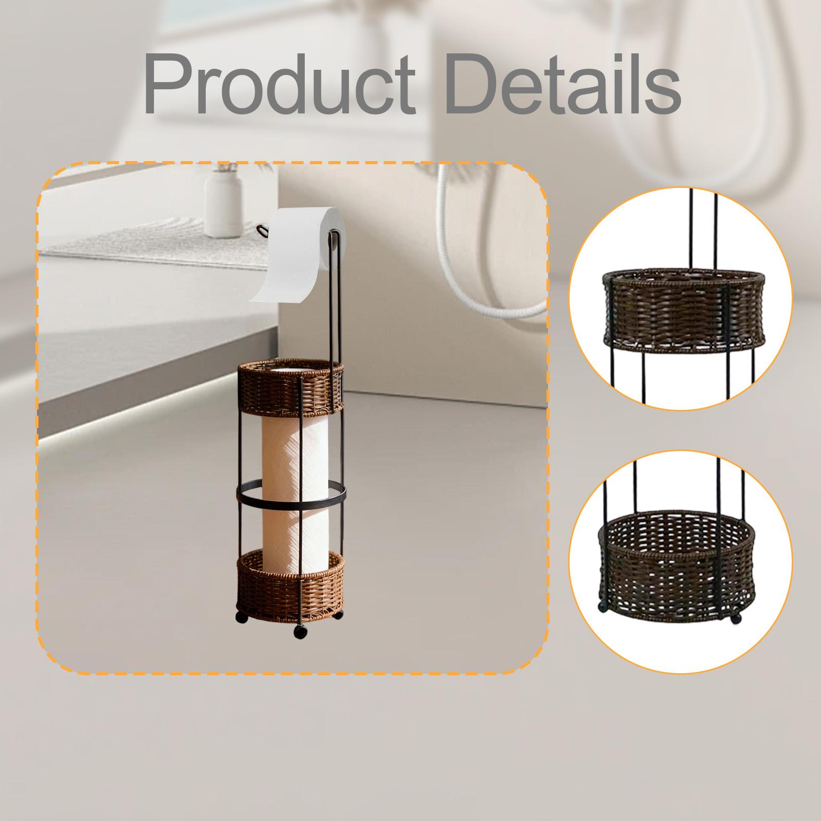 Fiocias Floor Standing Toilet Paper Holder Stand Toilet Roll Dispenser, with Storage for